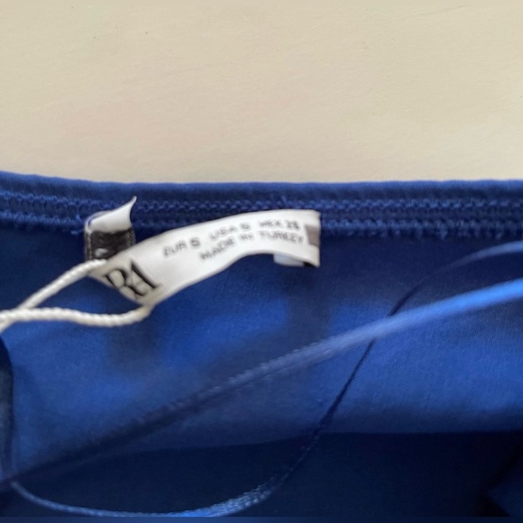 Royal Blue Side Ruffled Strapless Zara Mini Dress - Picture 8 of 8